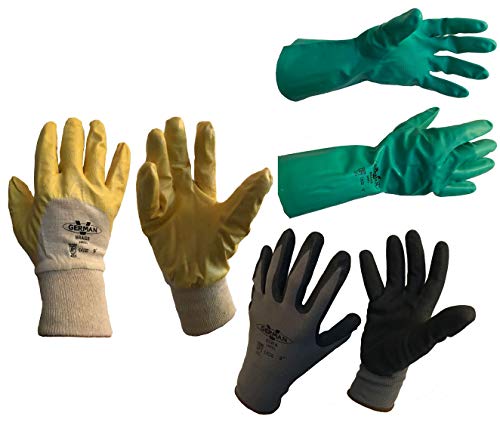 GermanV 3 Paar Arbeitshandschuhe KFZ Auto Werkstatt Set Öl Bremsen Zündkerzen Auspuff Karosserie (10 (XL)) Cover