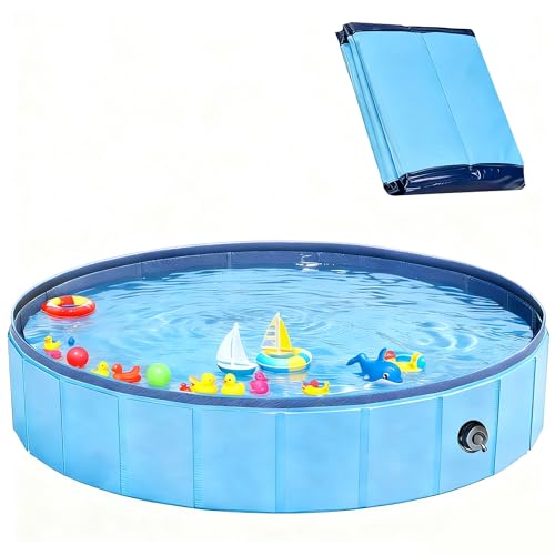 Piscina para perros, 160 x 30 cm, piscina plegable para perros, bañera portátil para perros, pequeña piscina infantil para cachorros y niños