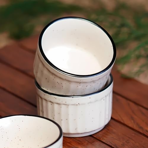 Image of Freakway Hand Painted White Ceramic Dip Bowls | Bowls Set of 2, 40Ml | Bowl for Serving Chutney Bowl /Pickle Bowl /Small (WHT)