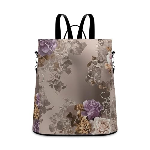 Waterproof Backpack Retro Lace Rose Casual Bags for Women Anti-theft Daypacks Fashion Versatile Bag