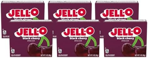 JELL-O Black Cherry Gelatin Dessert Mix (0.3 oz Boxes, Pack of 6)