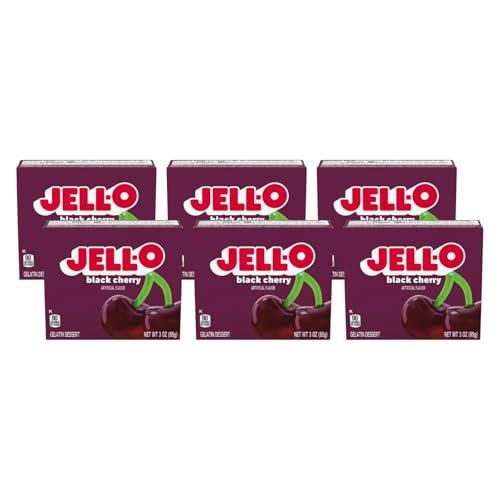 Jell-O Black Cherry Sugar-Free Gelatin Mix (0.3 oz Boxes, Pack of 6)