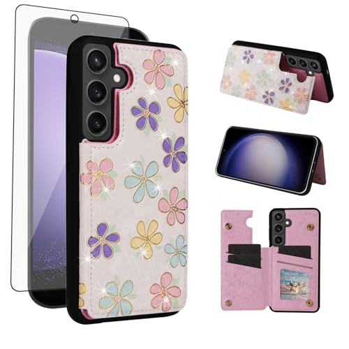 Protector Samsung S24 FE 5G avec étui porte-carte et verre trempé inclus