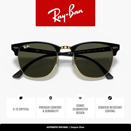 Image of Ray-Ban RB3016 Clubmaster Classic Square Sunglasses for Men for Women