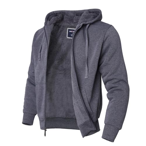 Image of LeeHanTon Sherpa Lined Hoodies for Men Heavyweight Full Zip Up Sweatshirt Thick Fleece Winter Warm Work Jackets Plus Size