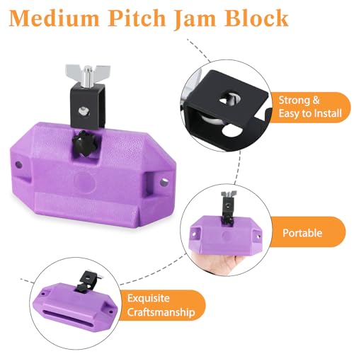 Image of RANMIG Jam Block Medium Pitch Jam Block Percussion 5.9 inch Jam Blocks Plastic Musical Percussion Block,Percussion Instrument Kit for Latin, Jazz, Rock, and Pop,Jam Blocks for Drums (Purple)