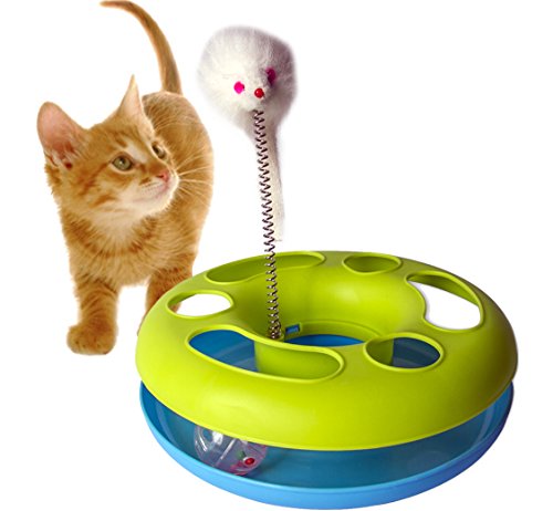 Gpet Cat Toy Happy Kitten Circle with Ball and Catch the Mouse Motion to Exercise and Satisfy Pet’s Natural Instinct with Fun