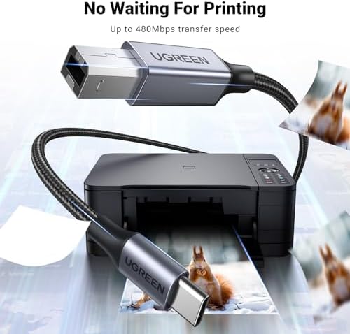 UGREEN USB C Printer Cable, USB C to USB 2.0 Type B Cord, 6FT, Braided | USB C to USB Printer,Scanner,USB C MIDI Cable Compatible with DJ Controller, MIDI Keyboard, Digital Mixing Console - View 4