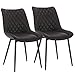 WOLTU® Esszimmerstühle BH210an-2 2er Set Küchenstuhl Polsterstuhl Wohnzimmerstuhl Sessel mit Rückenlehne, Sitzfläche aus Kunstleder, Metallbeine, Antiklederoptik, Anthrazit