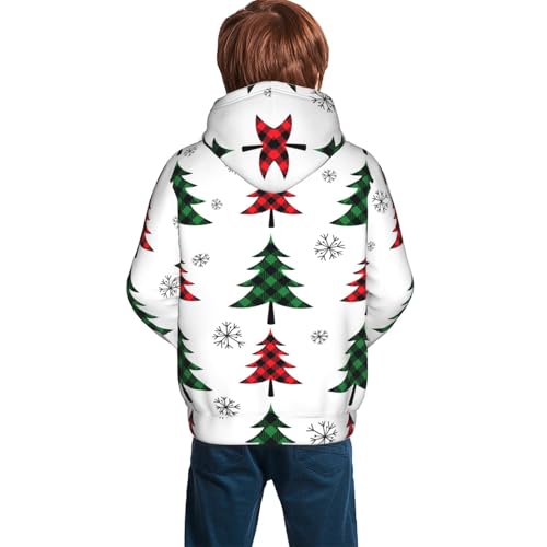 Buffalo Plaid Christmas Trees Kid Hoodies Boys Sweatshirts Girls Pullover with Pocket4