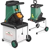 Gardebruk® Trituratore da Giardino 3100 W max. 40 mm di Spessore Rami Elettrico 50 L Robusta Cesta di Raccolta Trituratore di Rami in Acciaio
