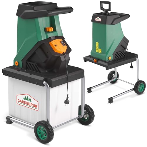 Gardebruk® Trituradora Eléctrica de Jardín 3100W máx., Ramas de Ø40mm, Triturador, Bolsa de Recolección 50L, Herramienta Jardineria, Residuos de Jardin, Astilladoras, Trituradoras Troncos Madera