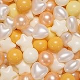 GOGOSO Yellow Ball Pit Balls for Toddlers Baby Kids, Pearl Balls for Ball Pit, Themed Party, Bounse House, Birthday,100 pcs, Yellow+ Pearl Gold