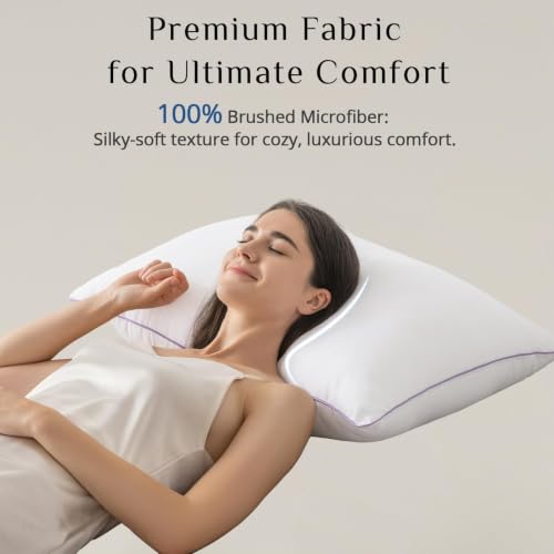 Image of JOLLYVOGUE Bed Pillows Standard /Full Size Set of 2, Washable Supportive Bed Pillows with Oeko-Tex Certified Soft Down Alternative Fill, Luxury Hotel Quality for Side, Back, and Stomach Sleepers