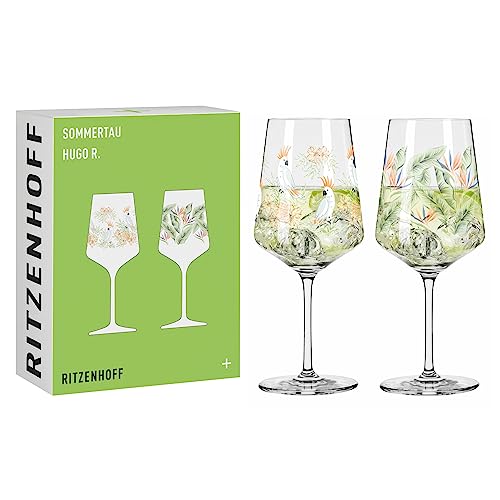 RITZENHOFF 6211001 zestaw 2 słoików na aperitif, 500 ml, seria letnia rosa - styl kwiatowy, wielokolorowe - Made in Germany