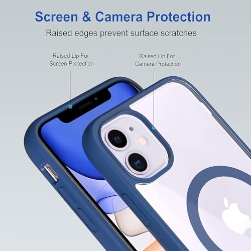 Image of amazon basics Mag-Safe Case Compatible for iPhone 14 Pro Cover | Transparent Ultra Hybrid Drop and Camera Protection Back Cover Case Compatible for iPhone 14 Pro (Blue)