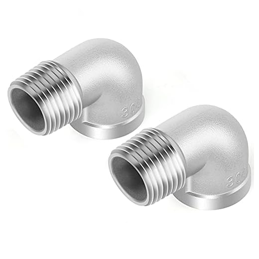 ERGAOBOY 2 piezas 304 conectores de codo de 90 grados de acero inoxidable, accesorios de tubería BSP macho de 1/2 "a 1/2" hembra