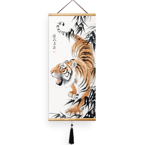 EAPEY 32x14in Asian Scroll Wall Art, Vintage Canvas Prints Paintings