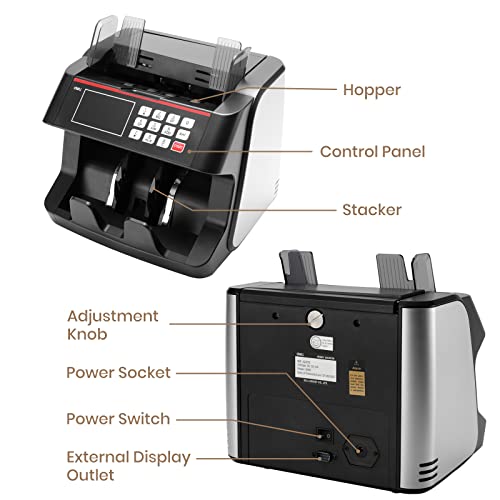 Deli Money Counter Machine With Value Count, Top Loading Bill Counter With Uv/Mg/Ir Counterfeit Detection, 2 Lcd Display, 1000 Bills/Min #TOP4