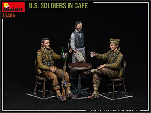 Miniart 1:35 - US Soldiers in Cafe, Unpainted - Image 3