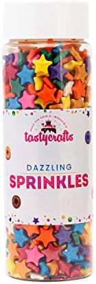 Tastycrafts Edible Star Shaped Sugar Sprinkles for Cake Decoration | Star Candy for Cake Decor | Sprinkles for Cake Decorations & Toppings | for Dessert, Cakes, Cupcakes, Waffles, Cookies - Mix Color