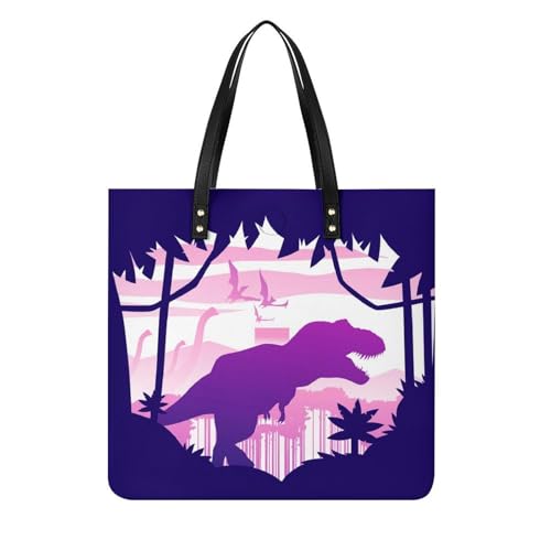 Sac à bandoulière dinosaure violet grand cabas original et résistant pour femme