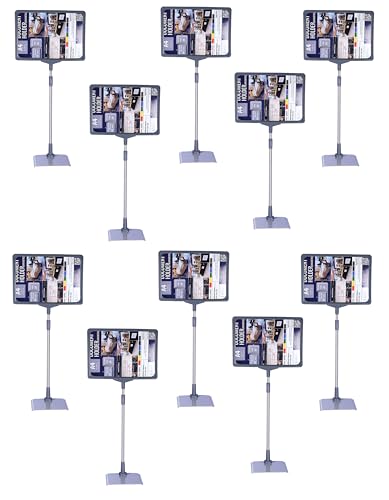 Infomate Plastic A4 Fra Display Floor Stand, Adjustable Pedestal Poster Stand Portrait and Landscape Sign holder- A4 Size, Grey (Pack of 10)
