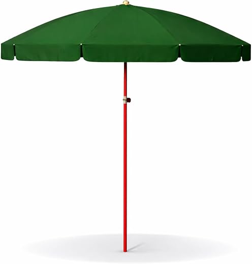 KUMCO Outdoor Garden Umbrella | 8 Feet Diameter | 10 Ribs | Round | Pongee Waterproof Fabric | Steel Shaft | Manual Push-u...