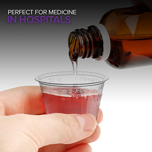 Stock Your Home 1 Oz Disposable Medicine Cups (500 Count) - Clear Plastic Measuring Cups - Embossed Medicine Cups For Pills, Liquid Medicine, Epoxy, Cooking, Food Sampling, Wine Tasting, Jello Shots #TOP4