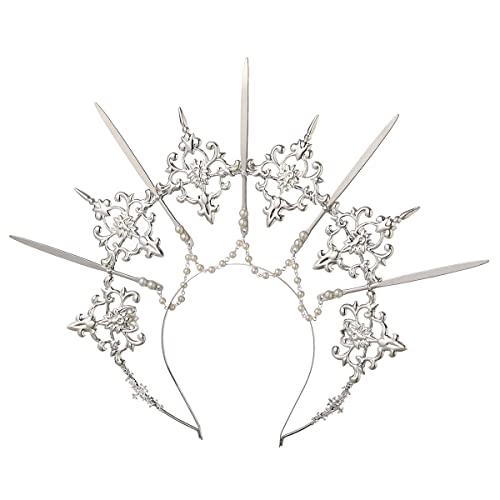 BLESSUME Unisex Halo Crown Mary Goddess Headband Halloween Reenactment Costume Headwear (Silver 33)