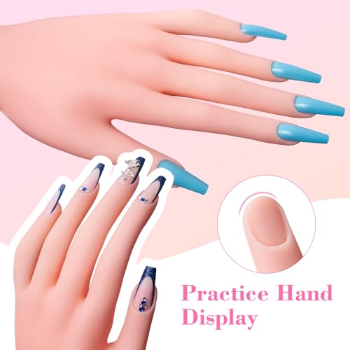 Pratique a mão para unhas de acrílico, manequim de unhas flexíveis para prática de unhas, manicure d