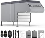 Umbrauto Truck Camper RV Cover Fits 8-10ft: Waterproof Cabover Camper Cover, Upgraded 7 Layers Slide-in Camper Cover, Windproof Straps, Adhesive Patch for All Seasons