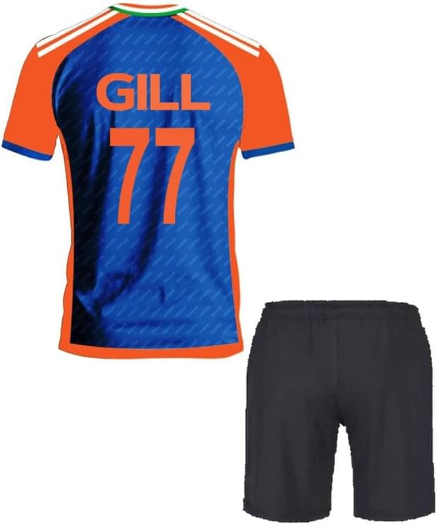 PRIVIC Gill 77 T20 India Cricket Jersey Tshirt with Set for (Men,Kids,Boys)