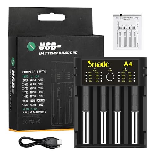 Snado 18650 Akku Ladegerät für Ni-MH, Ni-Cd, AA, AAA Batterien