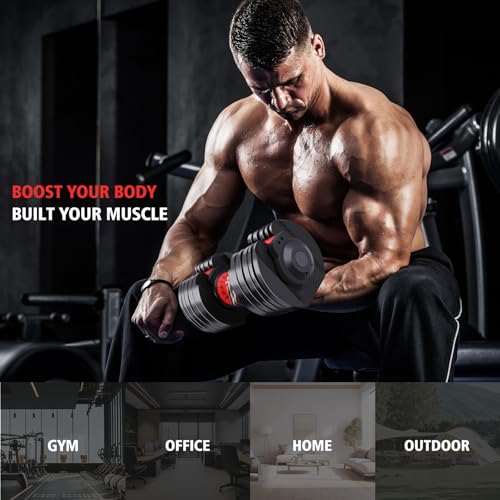 2 Pack Adjustable Dumbbells,4.5 to 53 LBS,15 in 1 Free Weight Dumbbell Set,Fast Adjust Weight with Anti-Slip Handle and Tray for Home Gym, Strength Training, and Weightlifting