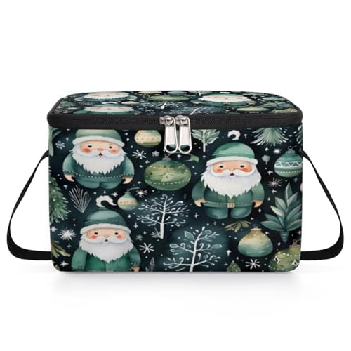 GzLeyigou Christmas Xmas Santa Claus Lunch Bags for Women Men 9 Cans, Hot & Cold Food Delivery Bag Insulated Grocery Bag Insulated Lunch Box Cooler Bag for Office Work Picnic Beach