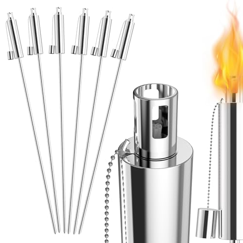 Suusolny 6er Set Gartenfackeln für Draußen aus Edelstahl Öl 330ml...
