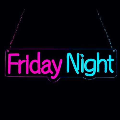 Image of Friday Night Neon Sign,15.7 Inch Giant Friday Night Light up Sign - Cool Neon Light Wall Decor for Home Karaoke Bar Restaurant Pub Cafe Salon Game Room, USB Powered (15.7 x 4.7 inches, 1Pack)