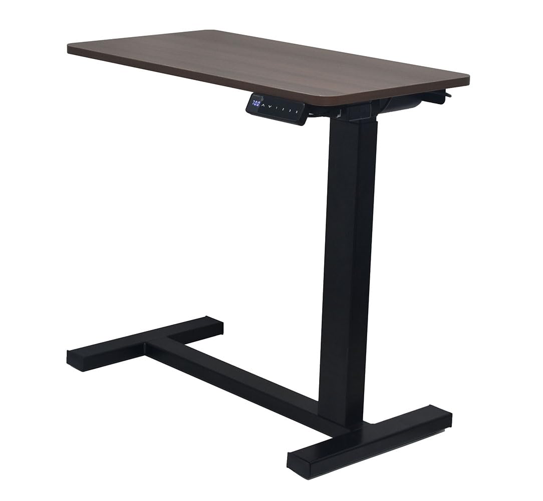 karwerry Electric Height Adjustable Overbed Bedside Table and Laptop Desk with Wheels (Fundamental, Black, 30