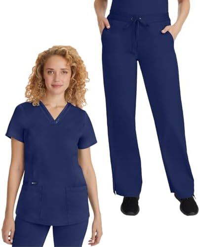 Healing Hands Scrub Set for Women V-Neck Top & 2-Way Stretch Pant...