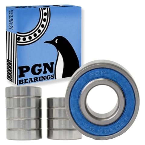 PGN (10 Pack) 6203-2RS Bearing - Lubricated Chrome Steel Sealed Ball Bearing - 17x40x12mm Bearings with Rubber Seal & High RPM Support Cover