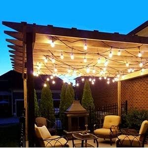 SUPERDANNY 52FT LED Outdoor String Lights UL Certified Commercial Grade Waterproof 30pcs Zip Ties Included and 26pcs (2 for Spare) Edison Bulbs, for Patio Gazebo Porch Wedding Party Glass Bulb