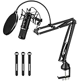 USB Condenser Microphone, Aokeo 192kHZ/24bit Professional PC Streaming Podcast Cardioid Microphone Kit with Boom Arm, Shock Mount, Pop Filter, for Recording, Gaming, YouTube, Karaoke, Skype,Discord