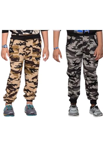 Image of Kids Boys and Girls Cotton 2 Side Pocket Army Print Regular Fit Ankle Length Track Pant Lower.