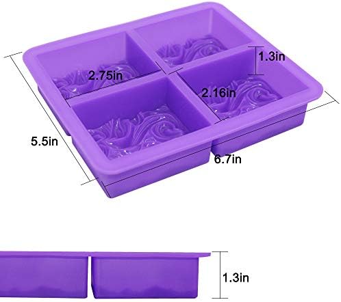 5 PCS Silicone Soap Molds for Soap Making, FineGood Wave Soap Moulds Soap Making Supplies Rectangle 4-Cavity Baking Trays Baking Pan for Muffin Cupcake Bread