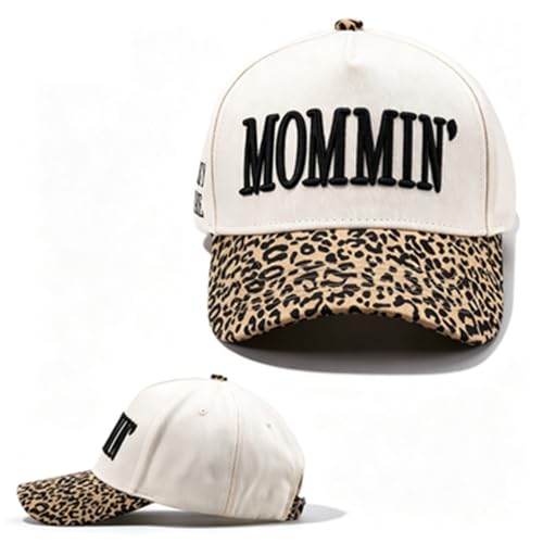 Image of Vintage Two-Tone Trucker Hat Adjustable Baseball Cap with Mommin Embroidery Ponytail Fit Unisex Outdoor Casual Headwear