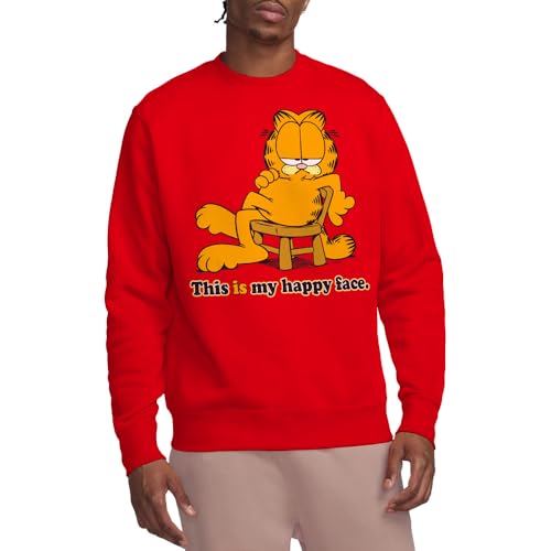 Sweatshirt Garfield Happy Face pull-over mixte col rond en coton noir