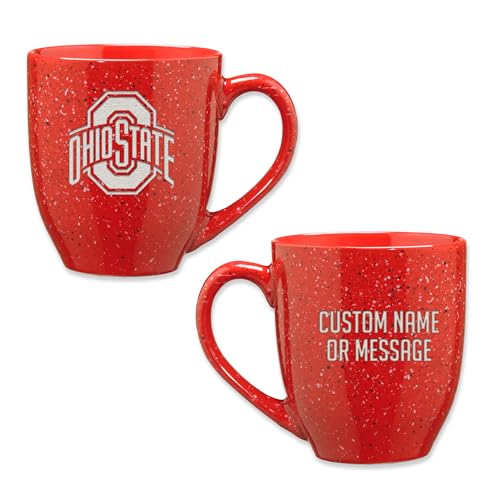 Image of Rico Industries NCAA Ohio State Buckeyes Red Personalized 16oz Team Color Laser Engraved Speckled Ceramic Coffee Mug