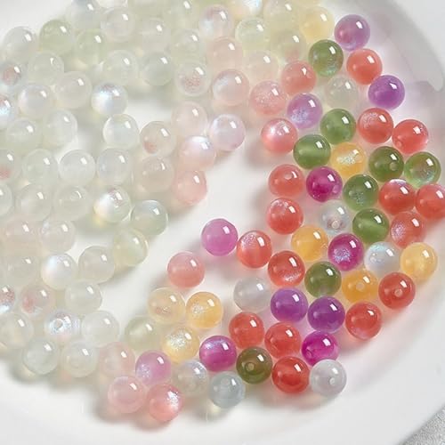 UV Round Loose Beads Bulk Color Changing Cat Eye Stone Beads for Jewelry Making Colorful Unique Sunlight Sensitive Spacer Bead for DIY Bracelet Necklace Crafts-100pcs 12mm