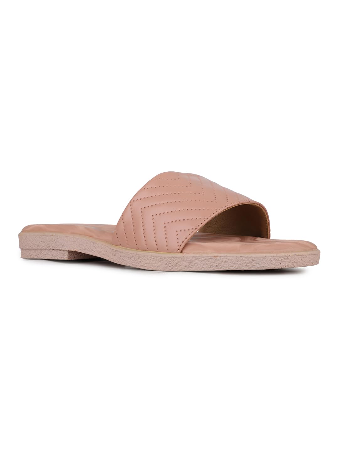 Womens Peach Solid Open Toe Casual Flats Mules Sandal-image-39